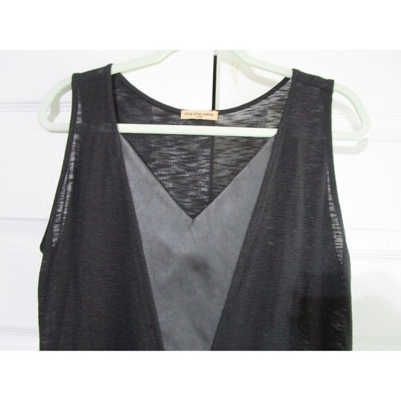 Cha Cha Vents Womens Tank Top Blouse Size S Black - Picture 2 of 11
